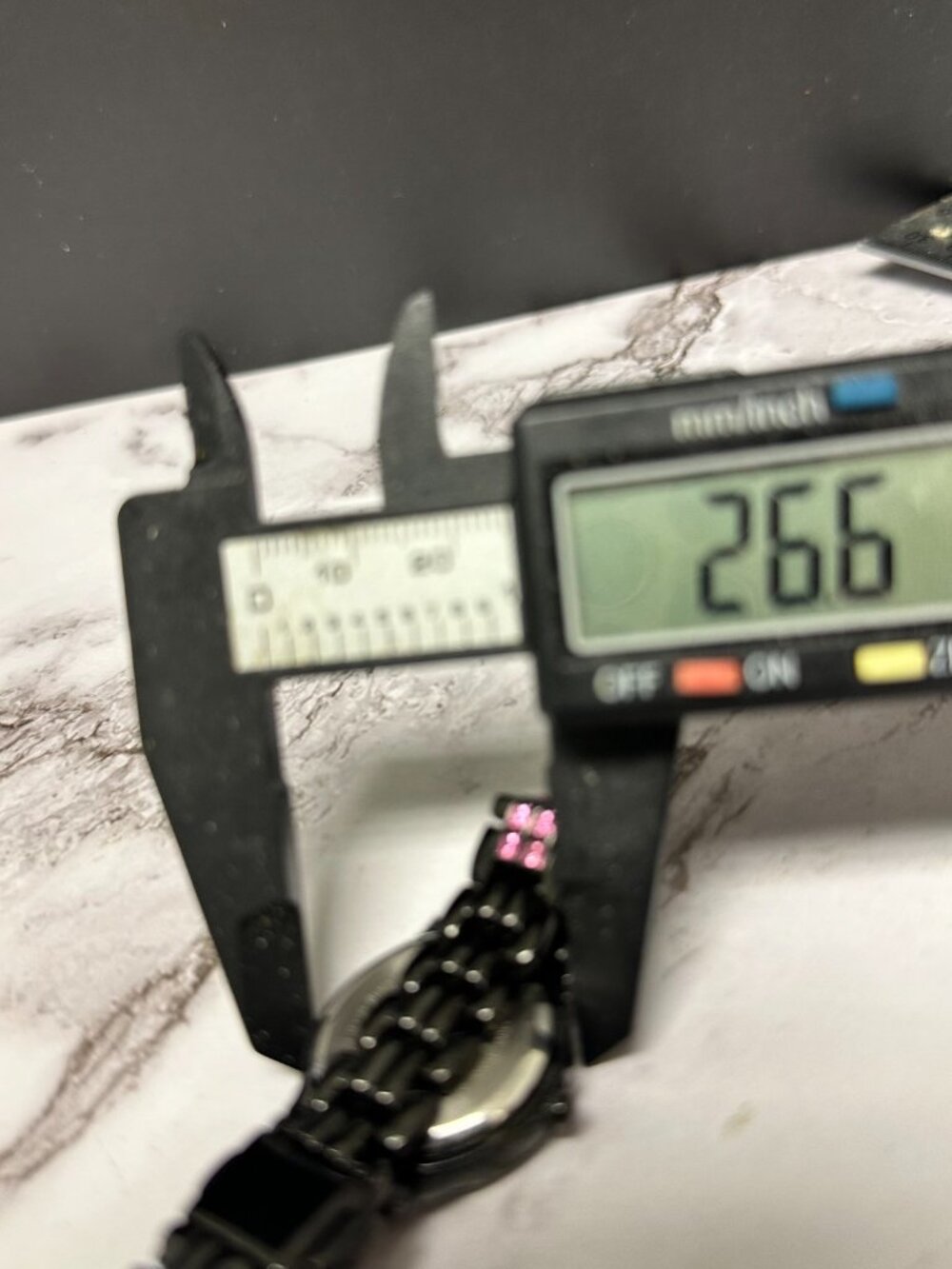 Armitron Watch Women Black Dial Pink Clear Crystal Bezel New Battery 6.5 Inch - Picture 8 of 10